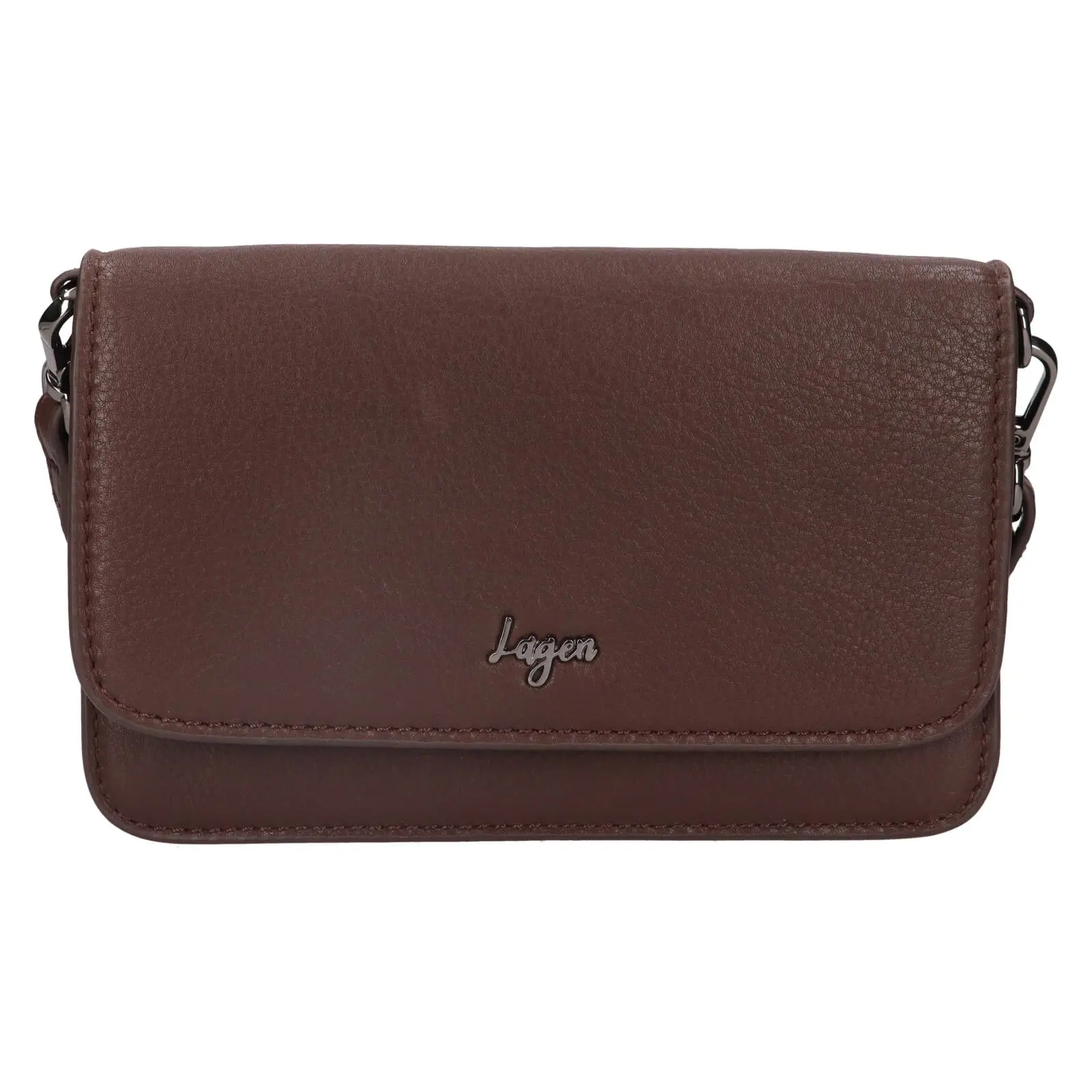Dámská kožená crossbody kabelka Lagen Orsa - tmavě hnědá