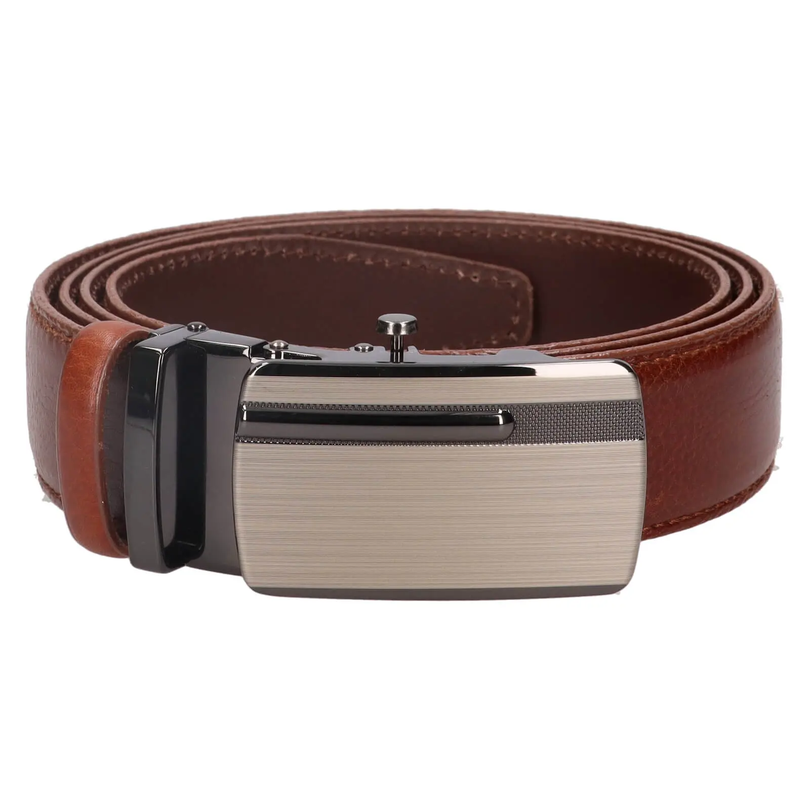 Pánský kožený opasek s automatickou sponou Belt Toro Sebastian - hnědá
