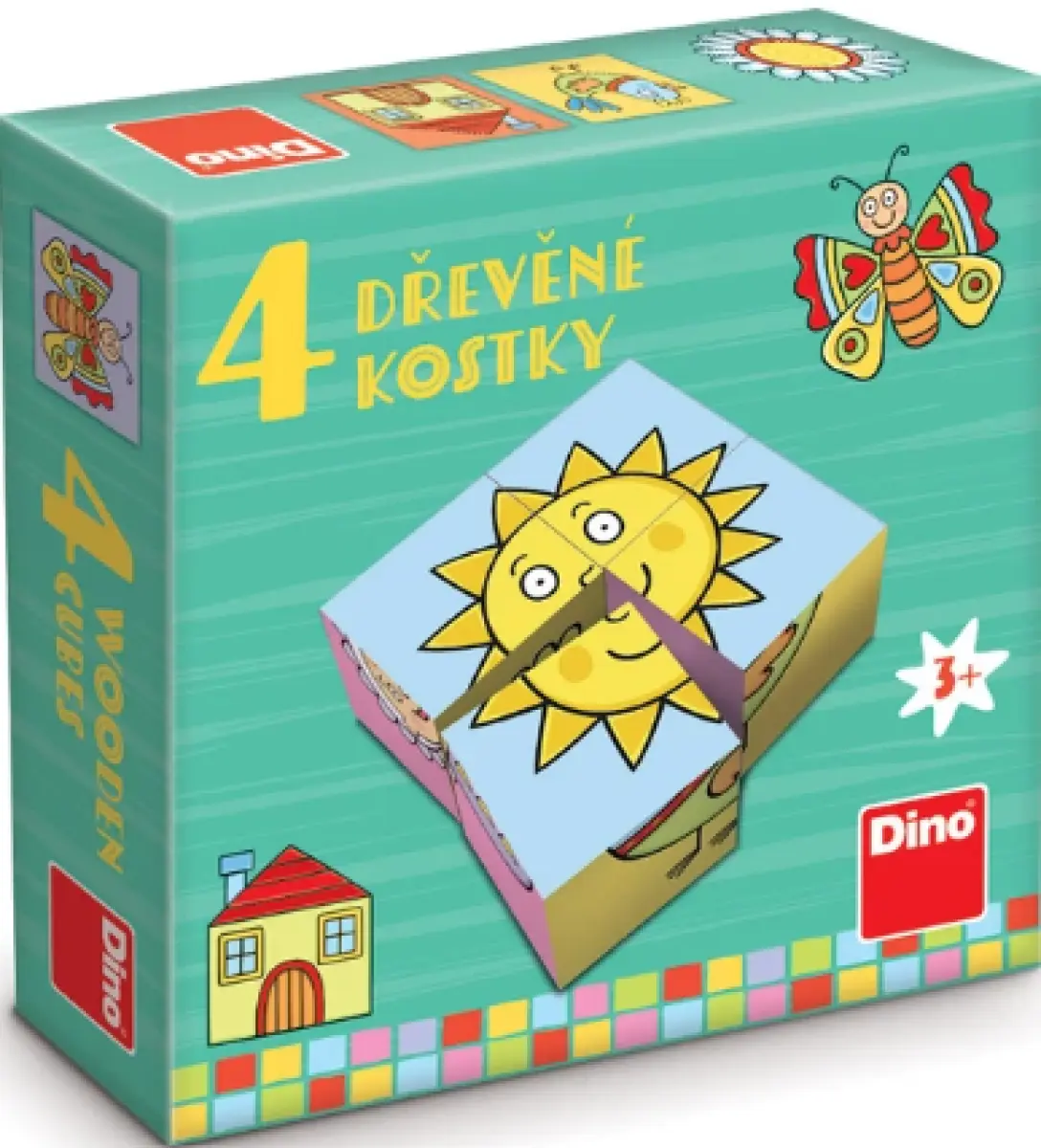 Dino obrázkové kostičky 4 kostky