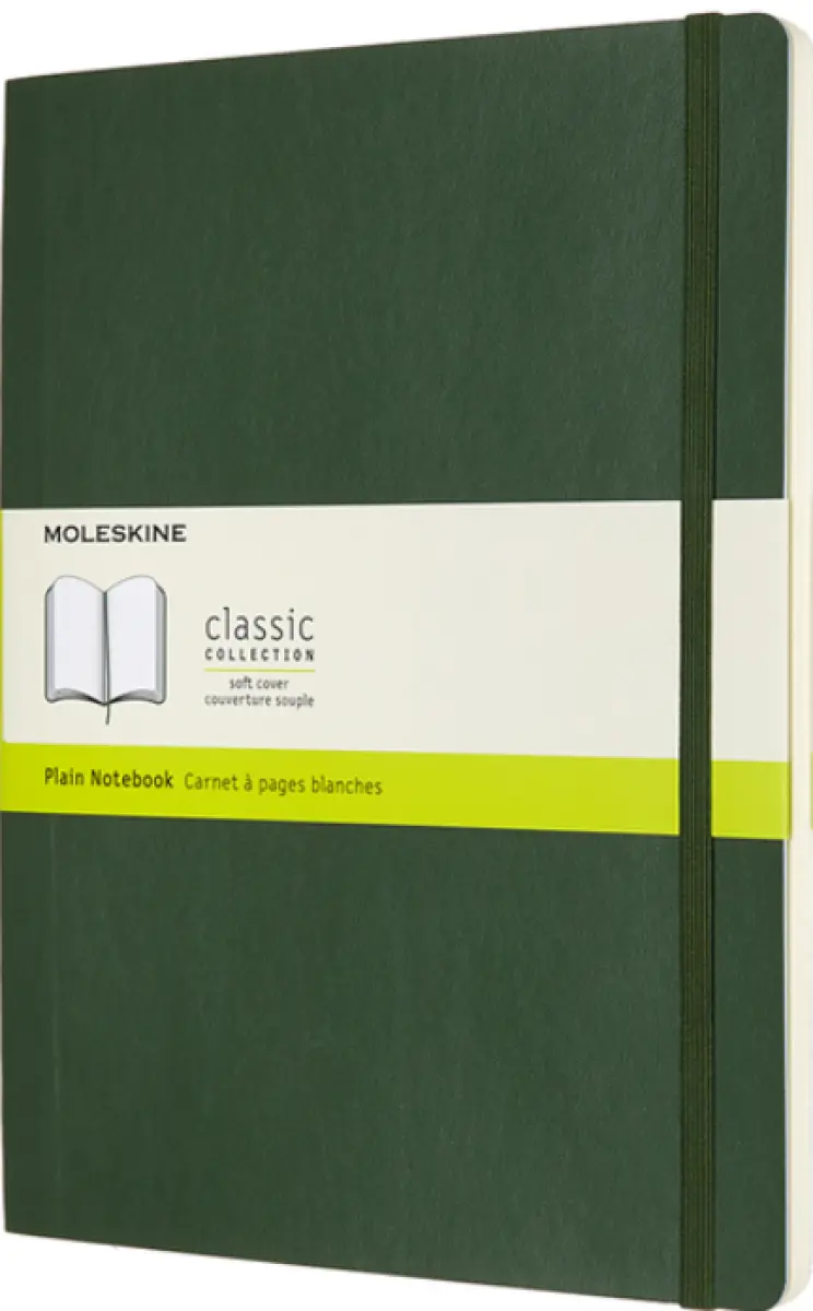 Zápisník Moleskine - měkké desky, XL, čistý - tm. zelený