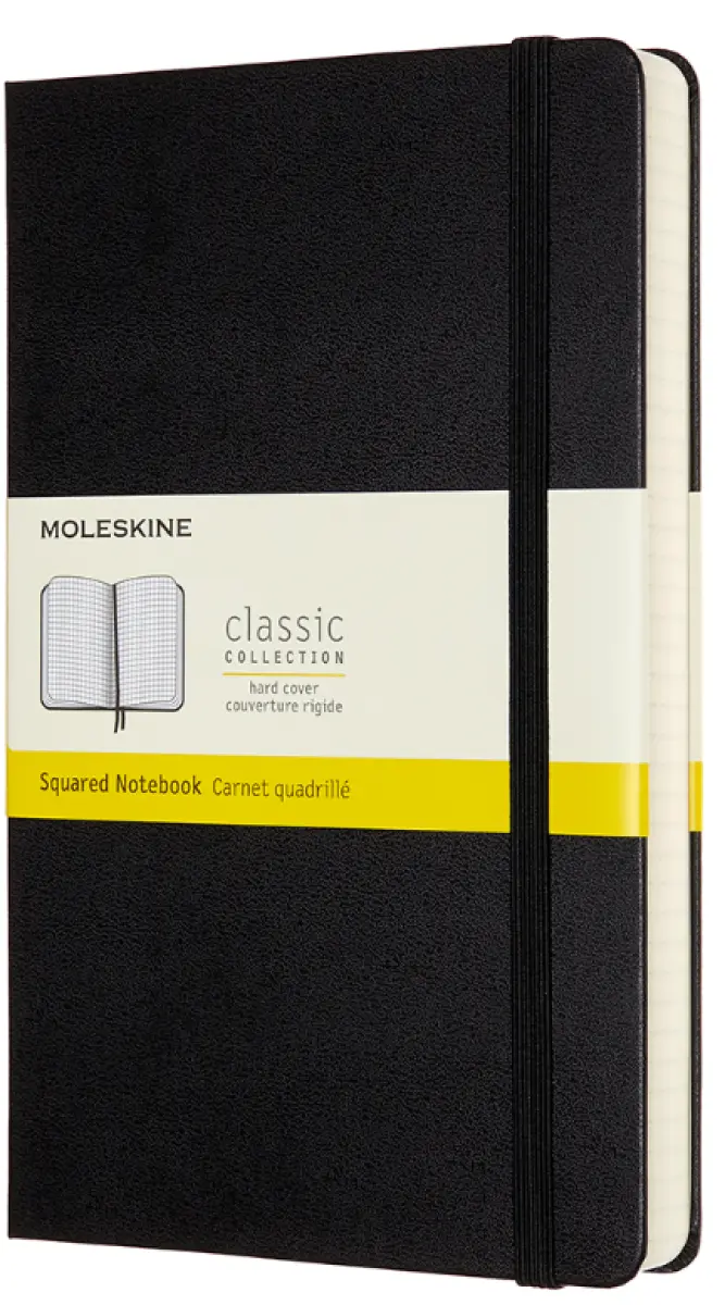 Zápisník Moleskine Expanded - tvrdé desky - L, čtverečkovaný, černý