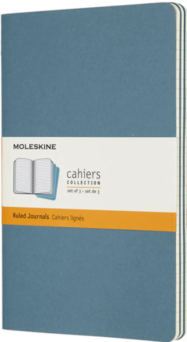 Sešity Moleskine Cahier L, linkovaný, 3 ks, tmavě tyrkysové