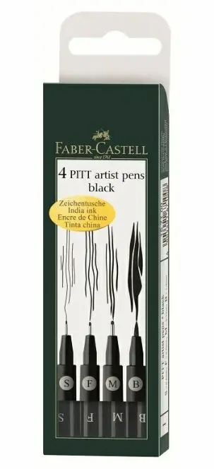 PITT umelecké popisovače 4 (S,F,M,B) čierna set