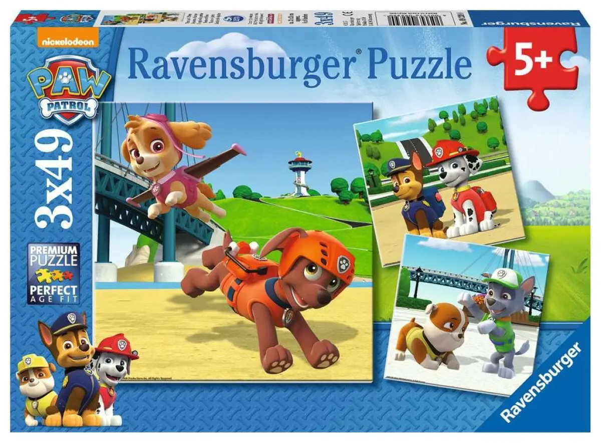 Puzzle Tlapková Patrola: Psí tým 3x49 dílků