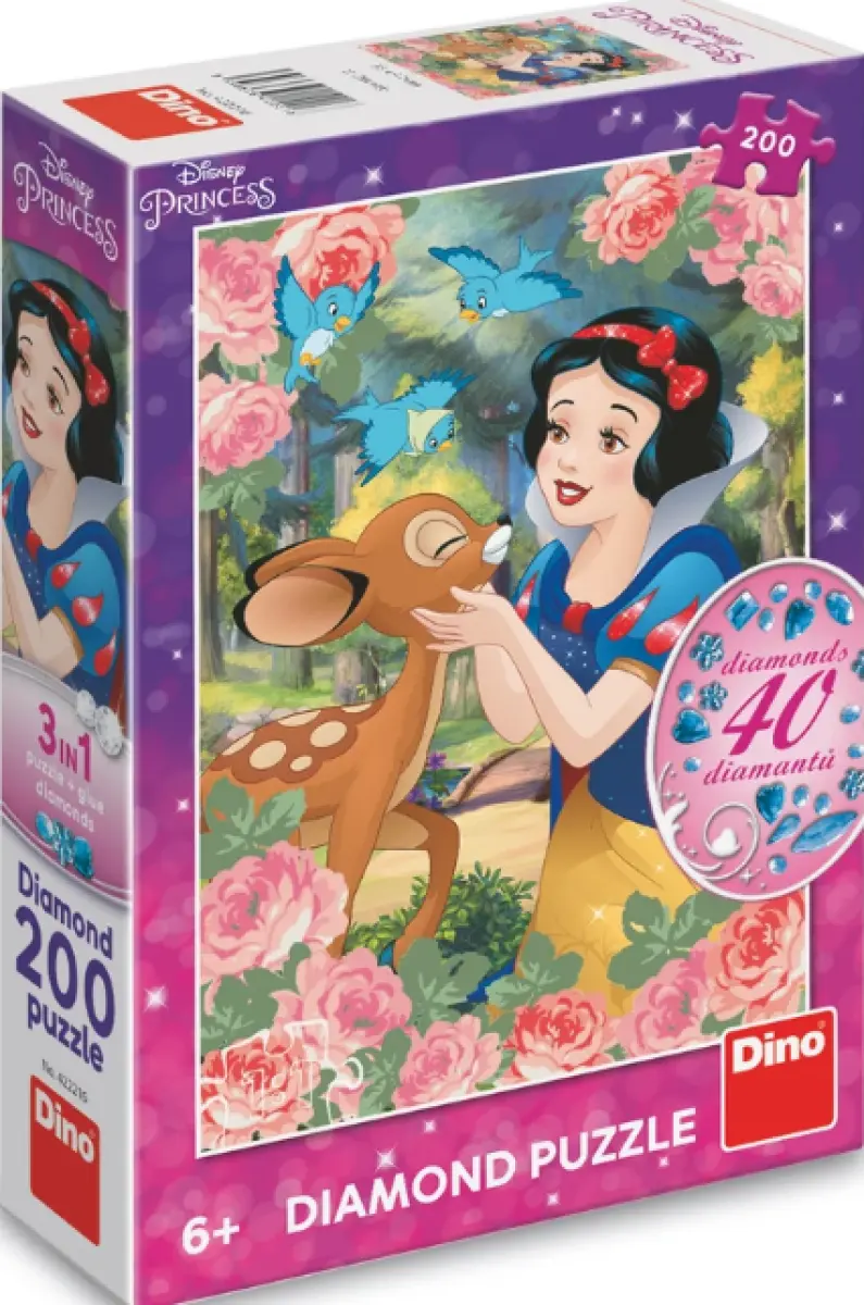 DINO Puzzle s drahokamy Sněhurka a srnka 200 dílků 146166