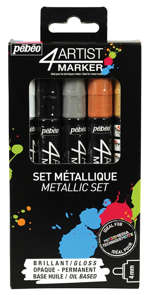 4Artist Marker Set 5 Nibs 4 mmAssort.Metallic
