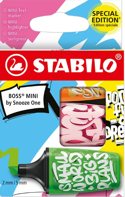 Zvýrazňovač - STABILO BOSS MINI by Snooze One - oranžová, ružová, zelená