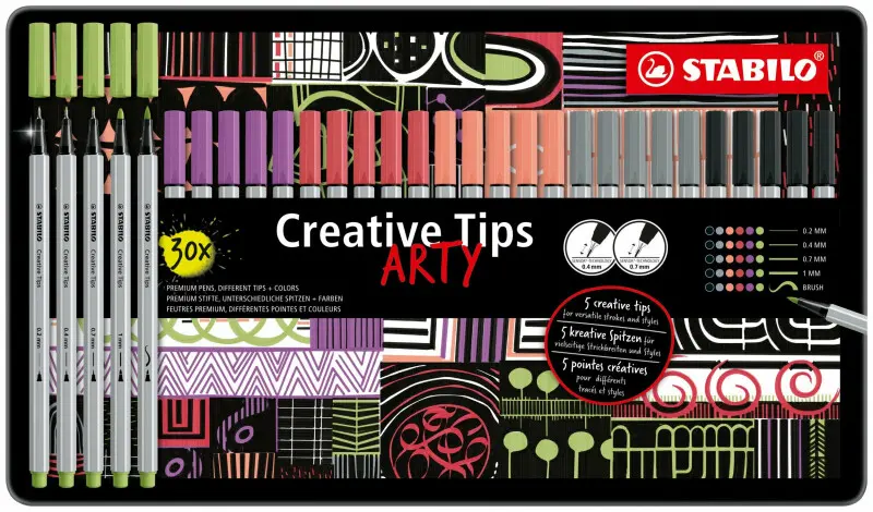 STABILO Creative Tips „ARTY" PASTEL 30 ks Sada v plechu
