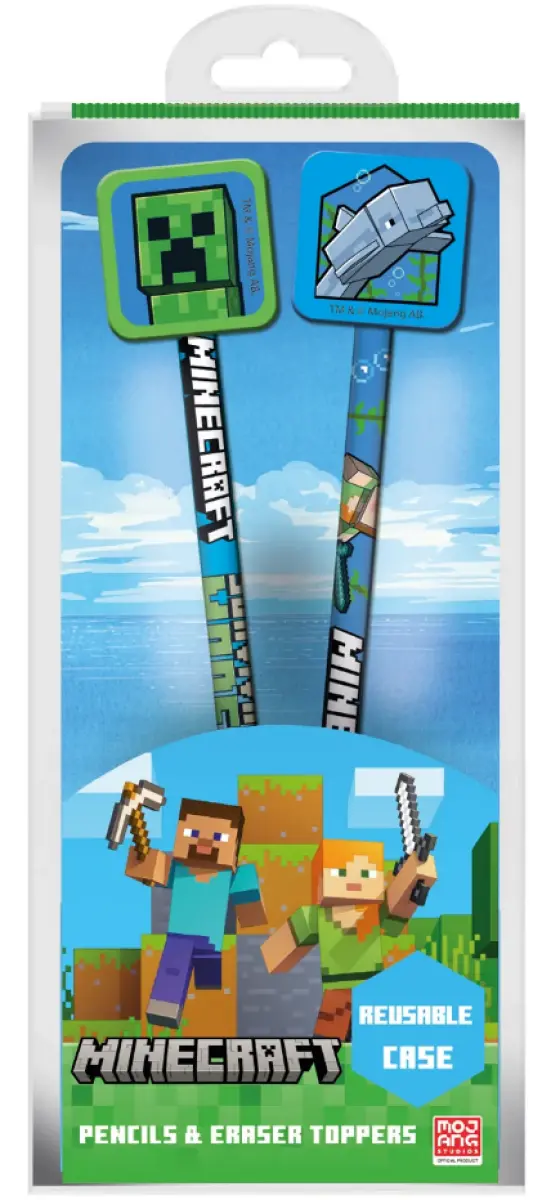 Minecraft set 2 tužek s topperem