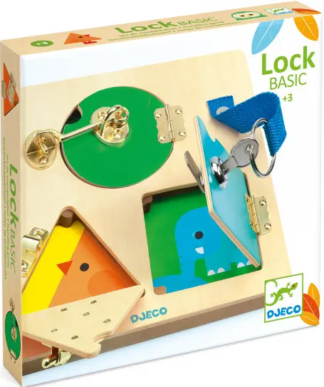 Dětská dřevěná hračka Djeco Lock BASIC - odemykání zámků uni