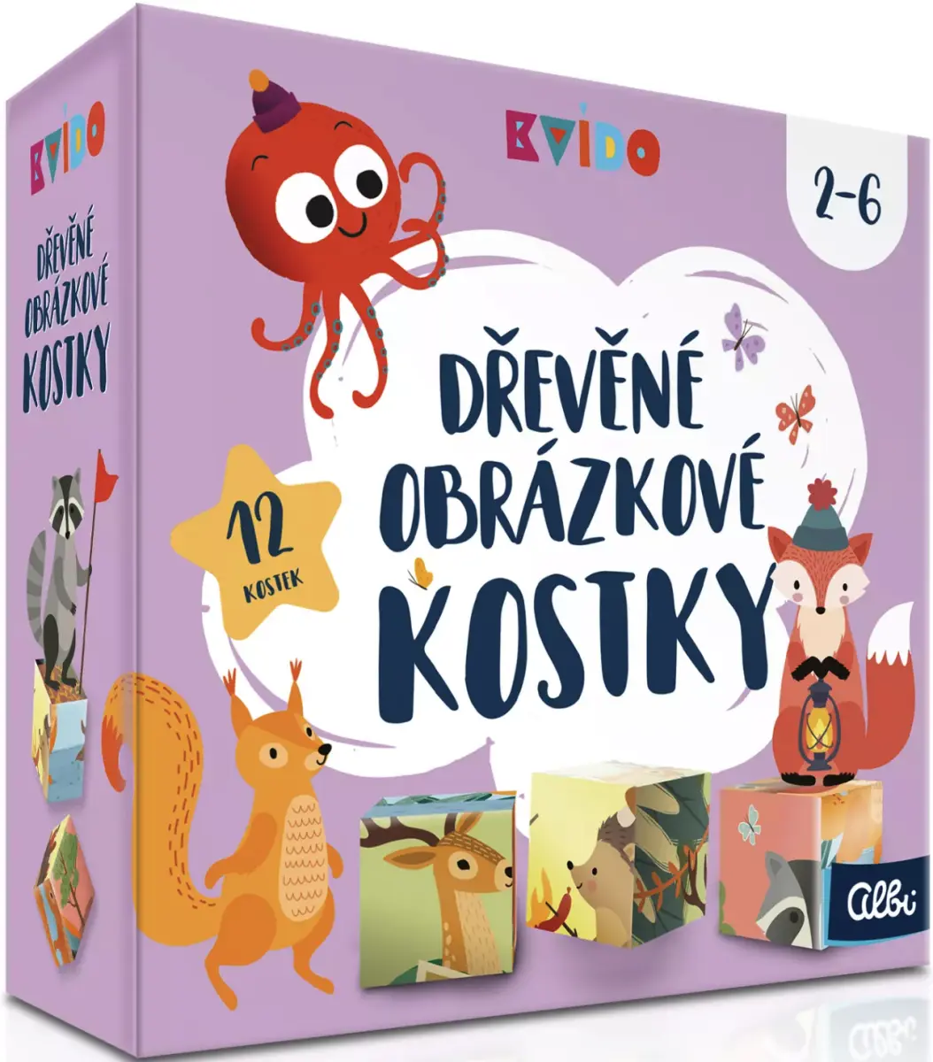 Kvído - Dřevěné obrázkové kostky - Albi