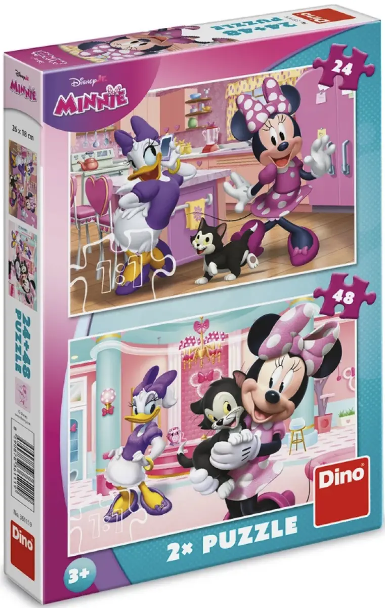 Dino Minnie a Figaro Puzzle 24+48 dílků