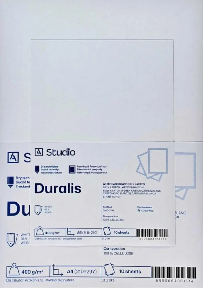 Bílý karton Duralis 400g A5, 10 listů