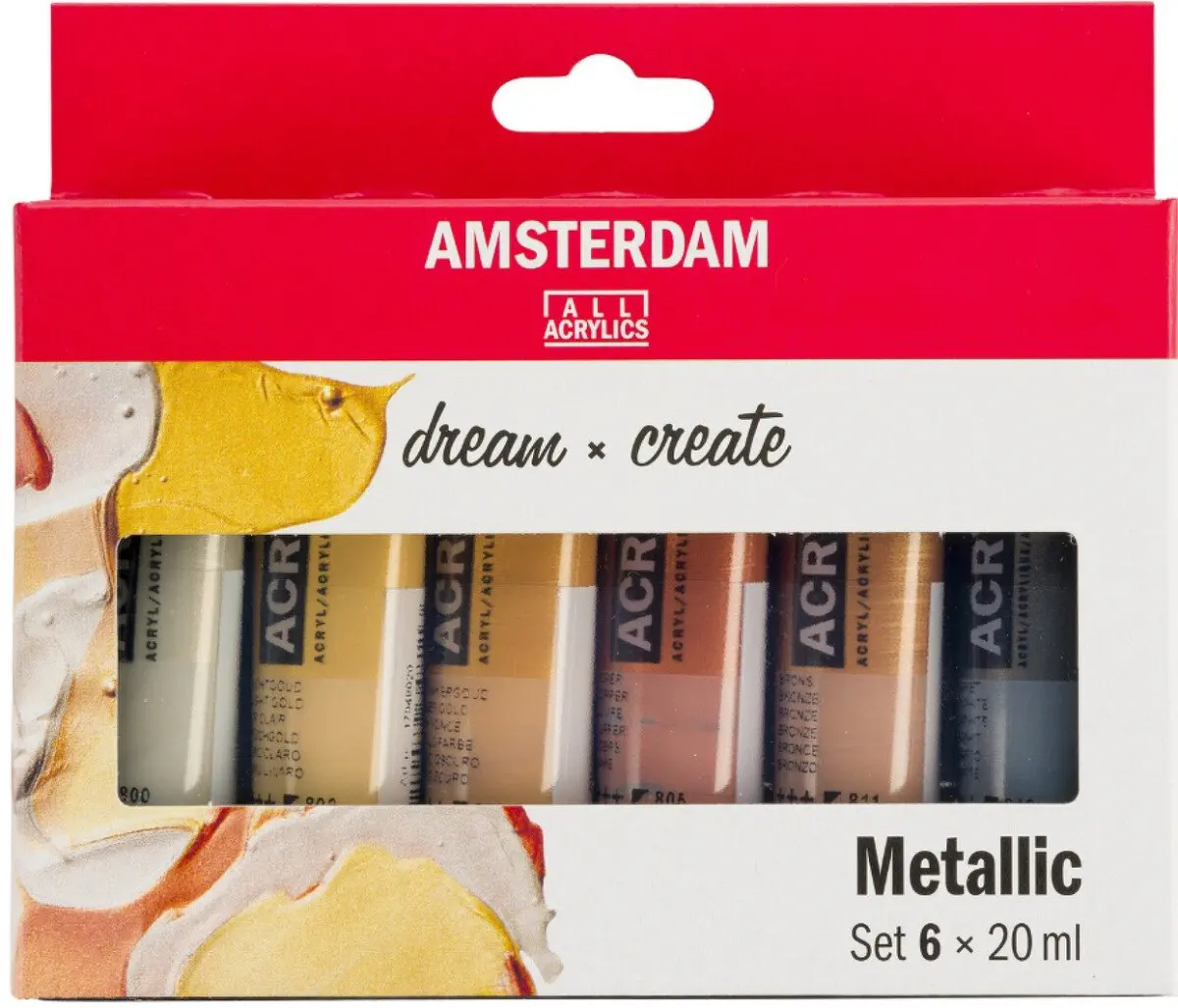 Sada akrylových barev Amsterdam Standard - metalické odstíny, 6 x 20 ml