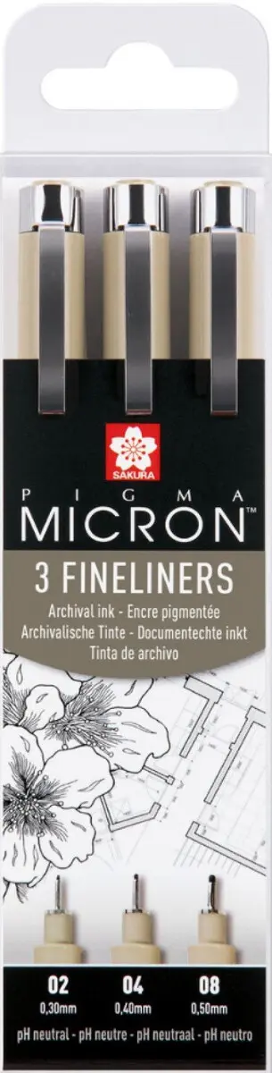 Sada technických per SAKURA Pigma Micron / 3 dílná