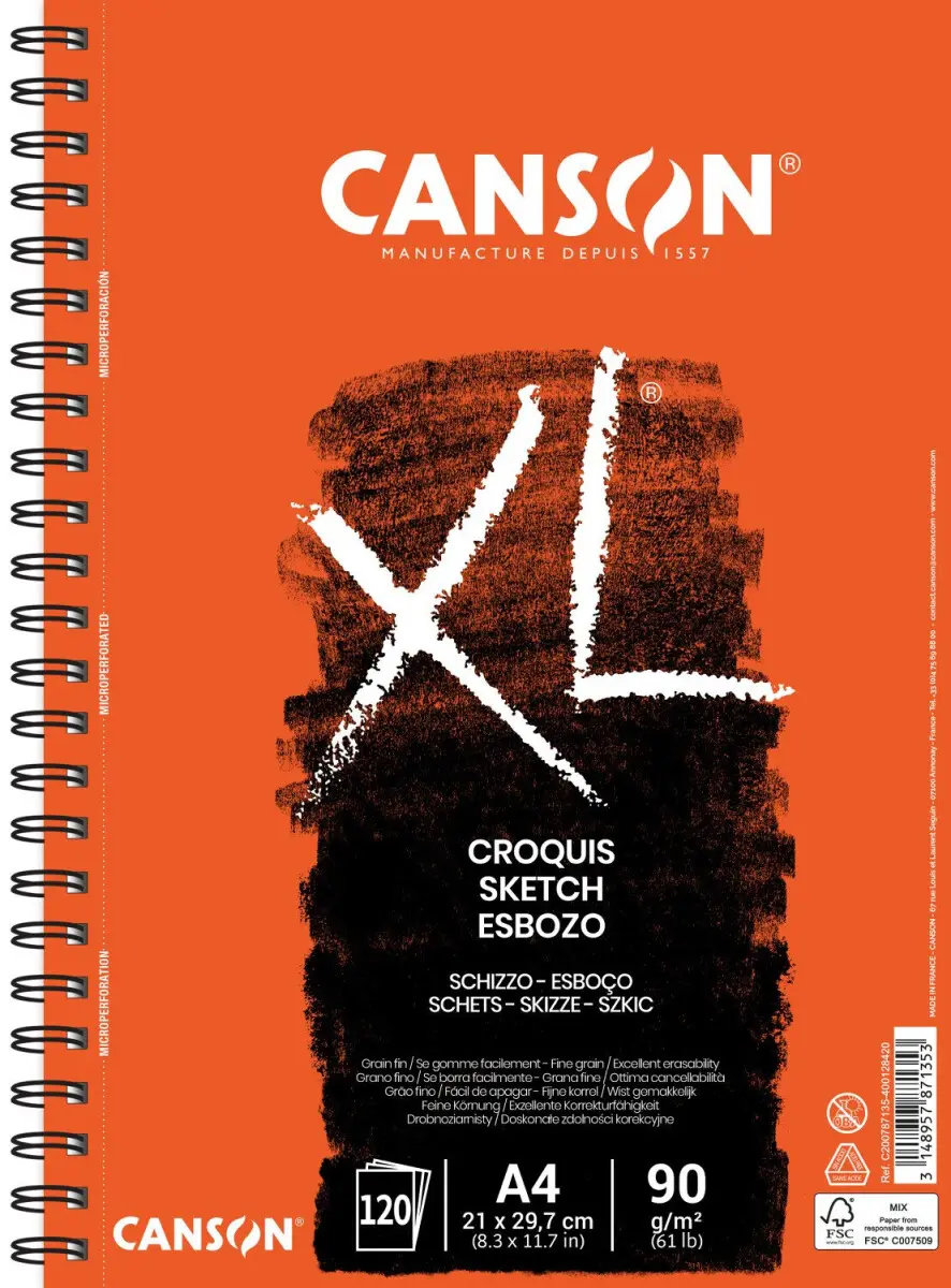 XL Croquis skicák krouž.vazba A4 120l FG 90g