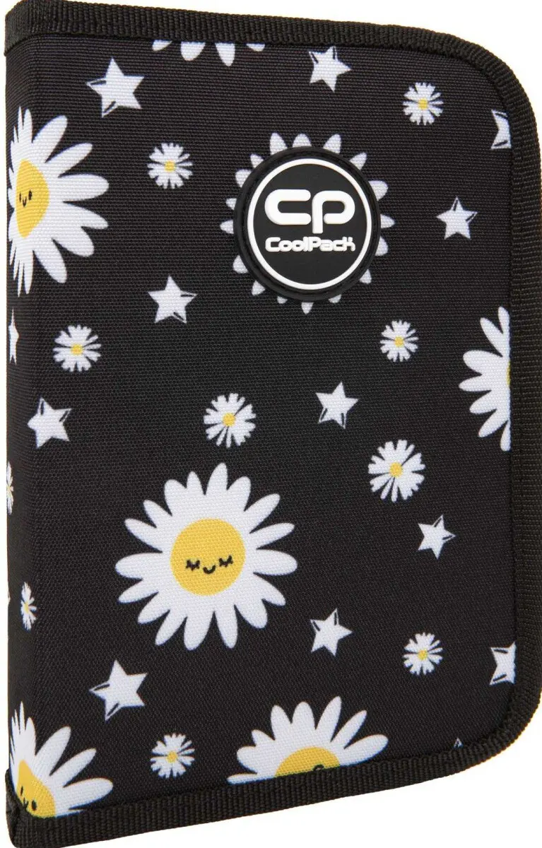 Jednokomorový penál bez vybavení Coolpack Clipper Daisy černý