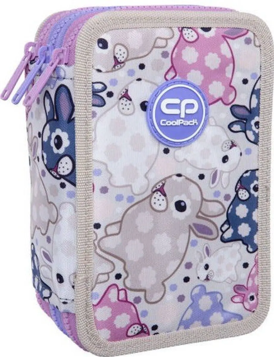 Tříkomorový penál s vybavením Coolpack Jumper 3 bílý Bunny