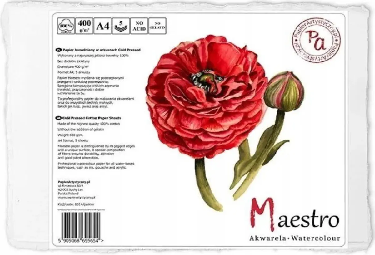 Akvarelový papír 100% bavlna 5/400 g A4 Maestro Pryskyřník