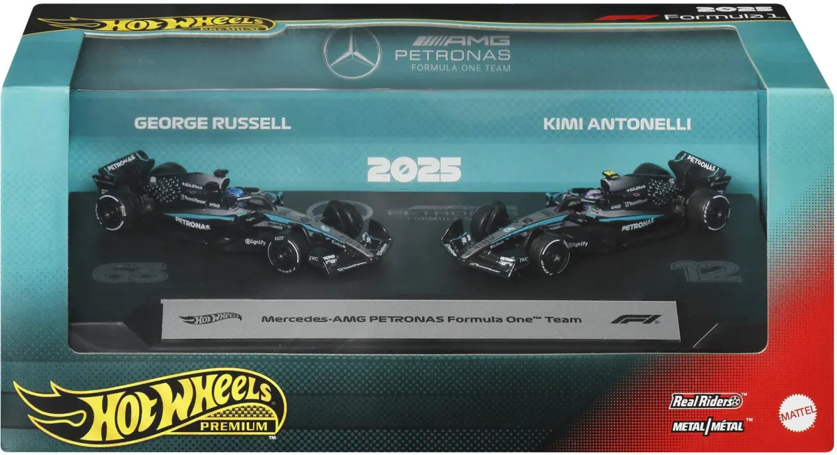 Hot Wheels 2 ks Premium Formula 1 Mercedes AMG Russel & Antonelli
