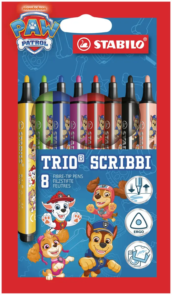 Vláknový fix - STABILO Trio Scribbi PAW Patrol - 8 ks sada - s potiskem designu PAW Patrol