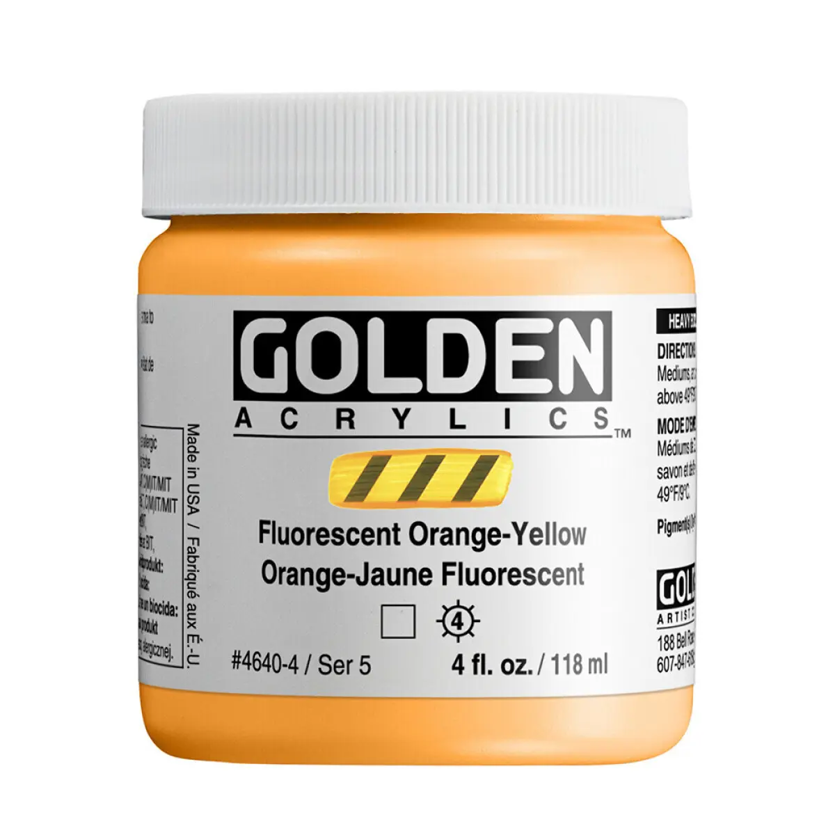 Akrylová barva Golden Heavy Body 118 ml - Fluorescent Orange - Yellow 4640
