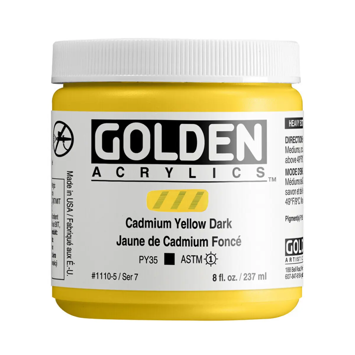 Akrylová barva Golden Heavy Body 237 ml - Cadmium Yellow Dark 1110