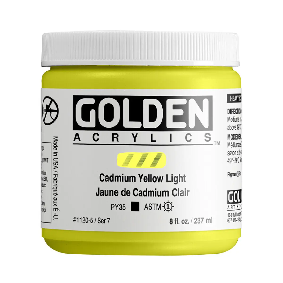 Akrylová barva Golden Heavy Body 237 ml - Cadmium Yellow Light 1120