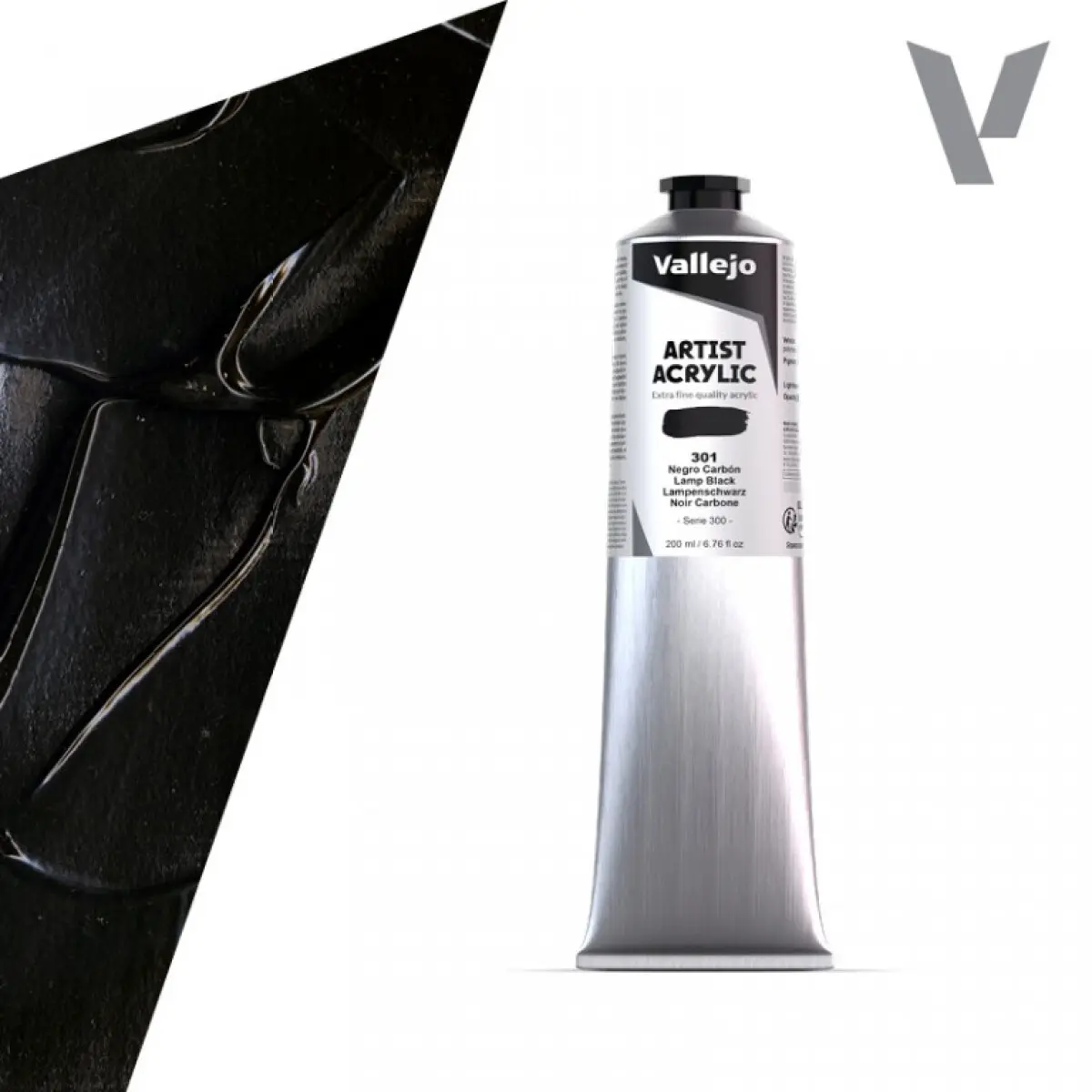 Akrylová barva Vallejo Artist 200ml – 301 Lamp Black