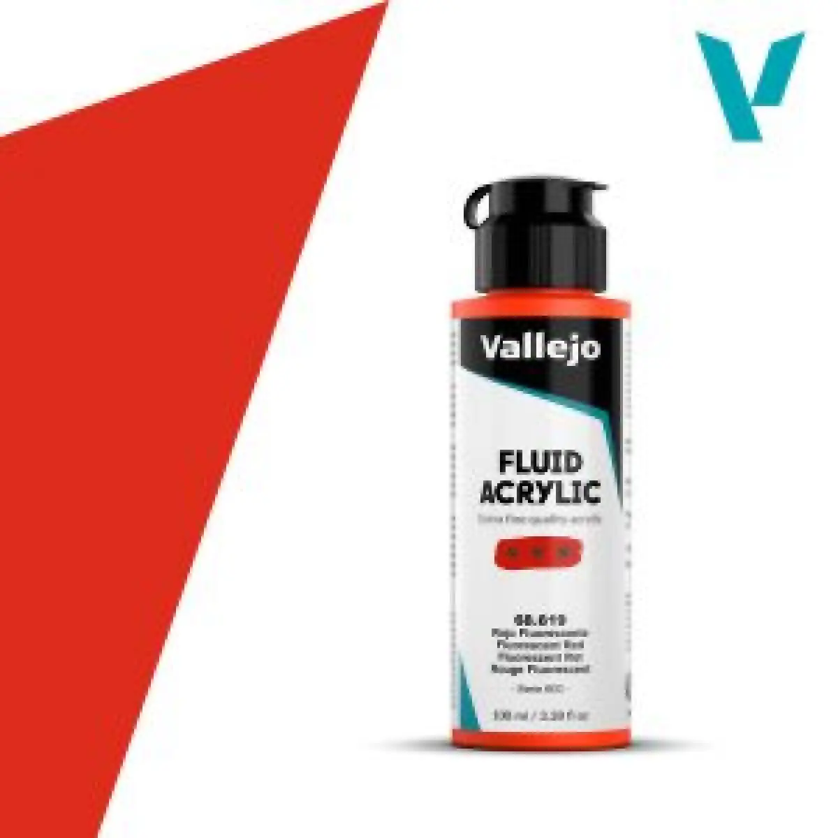 Akrylová barva Vallejo Fluid 100ml – 619 Fluorescent Red