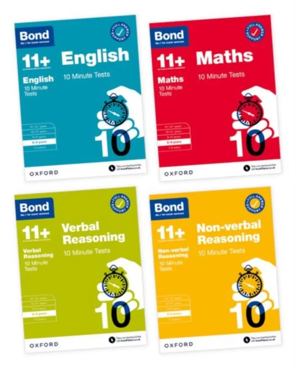 Bond 11+ 10 Minute Tests Bundle for Age 8-9 | For GL Assessment & other 11 plus exams | English, Maths, Verbal Reasoning, and Non-verbal Reasoning - B