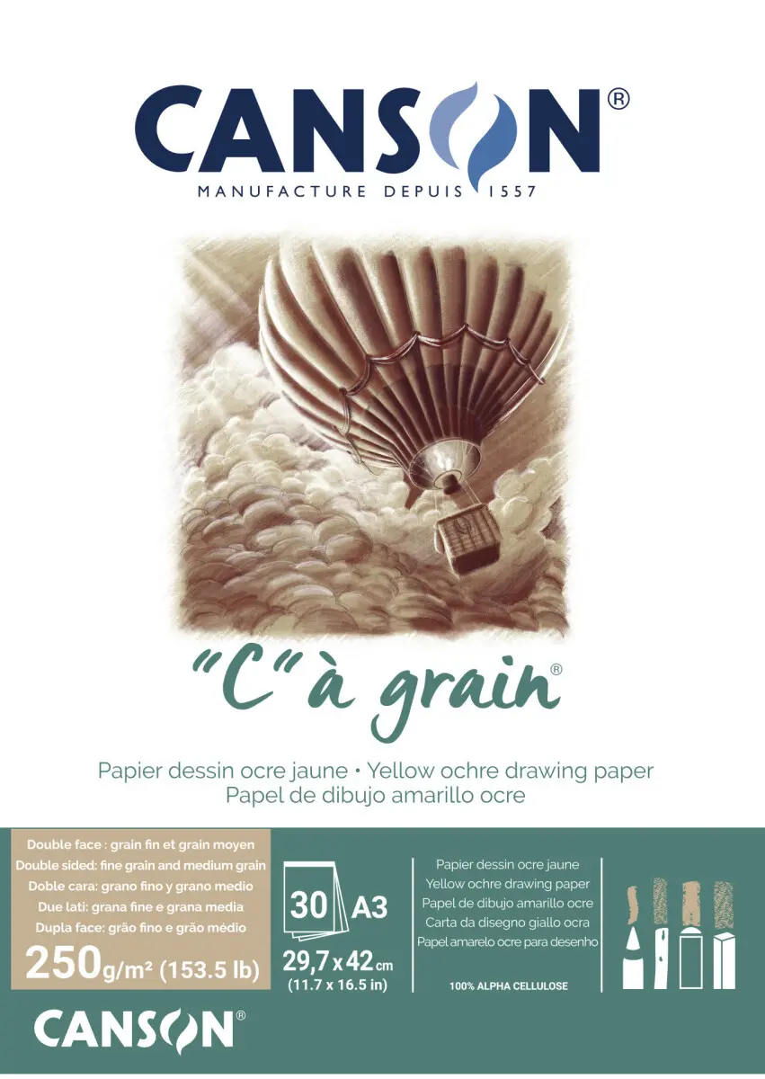 "C" a grain skicák lepený A3 30l FG 250g okrový