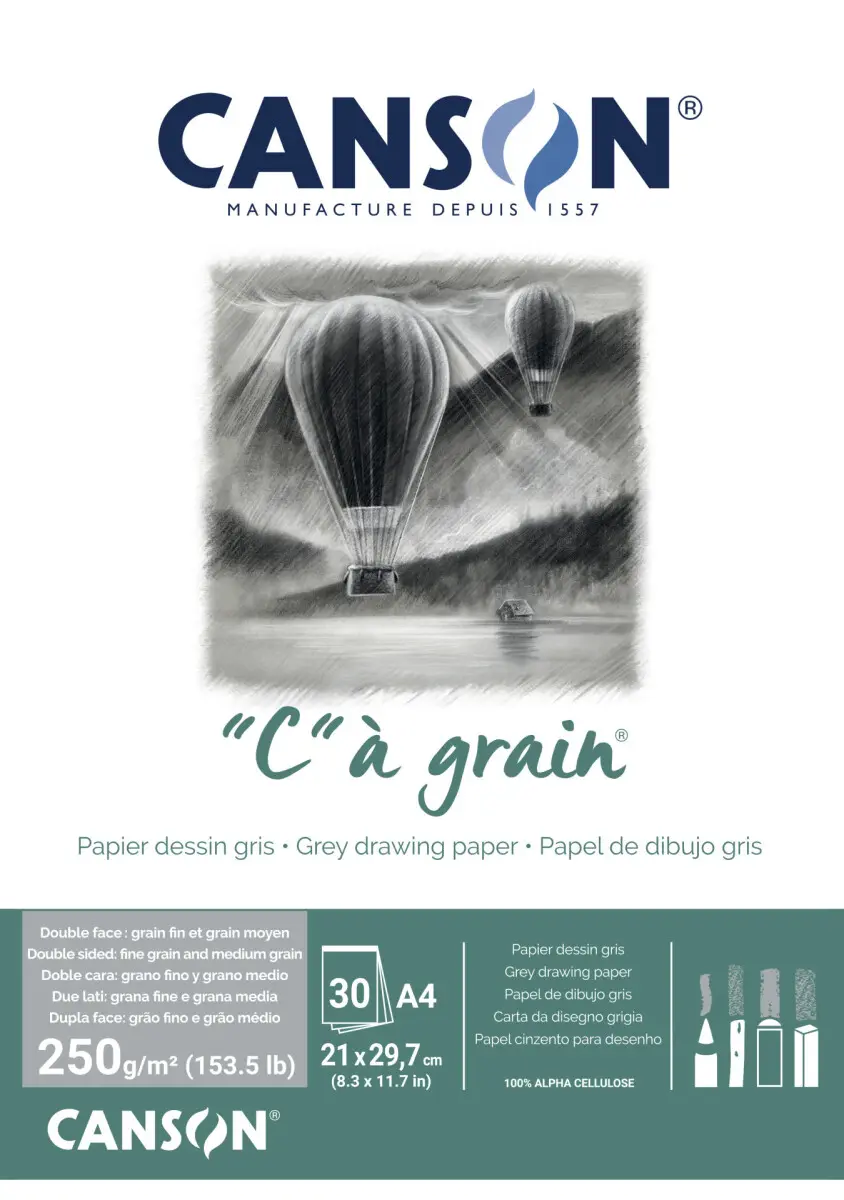 "C" a grain skicák lepený A4 30l FG 250g šedý
