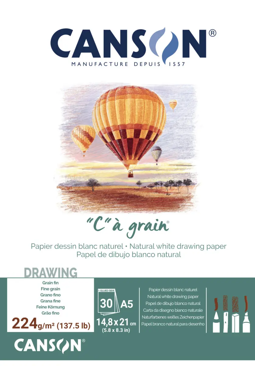 Canson C a grain skicák 224 g/m² 30 listů A5 jemnozrnný lepený