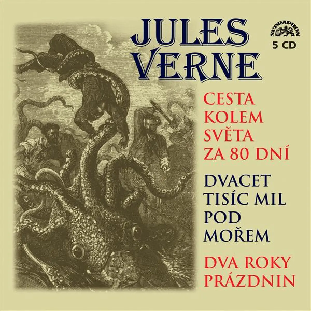 CD Cesta kolem světa za 80 dní, Dvacet tisíc mil pod mořem a Dva roky prázdnin - audioknih (audiokniha) - Jules Verne