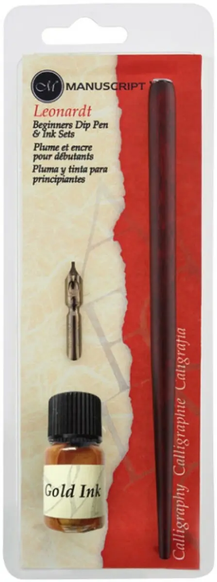Kaligrafická sada Manuscript Round Hand se zlatým inkoustem