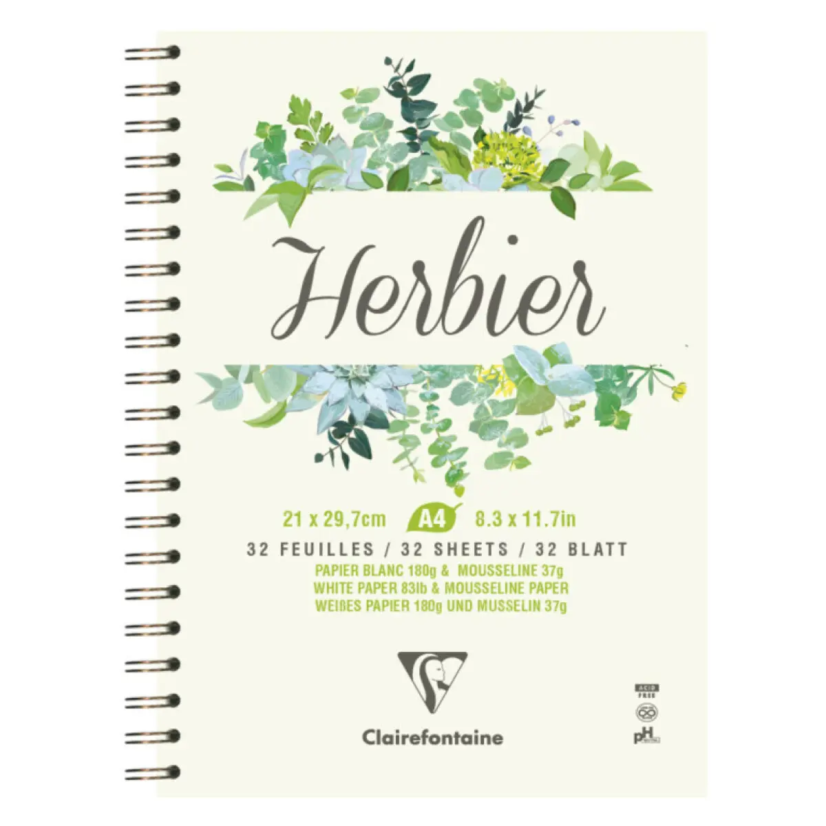 Kroužkový herbář Clairefontaine A4 180g – 32 listů