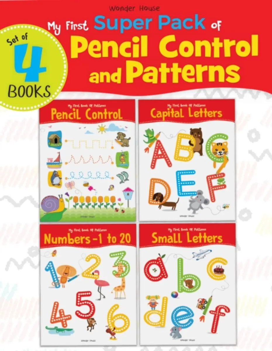 My First Super Boxset of Pencil Control and Patterns : Pack of 4 interactive activity books to practice Patterns, Numbers and Alphabet - WONDER
