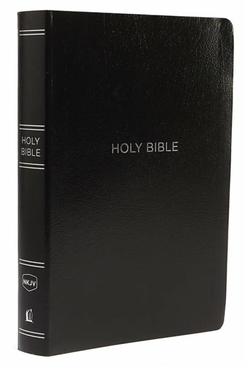 NKJV Holy Bible, Giant Print Center-Column Reference Bible, Black Leather-look, 72,000+ Cross References, Red Letter, Comfort Print: New King James Ve