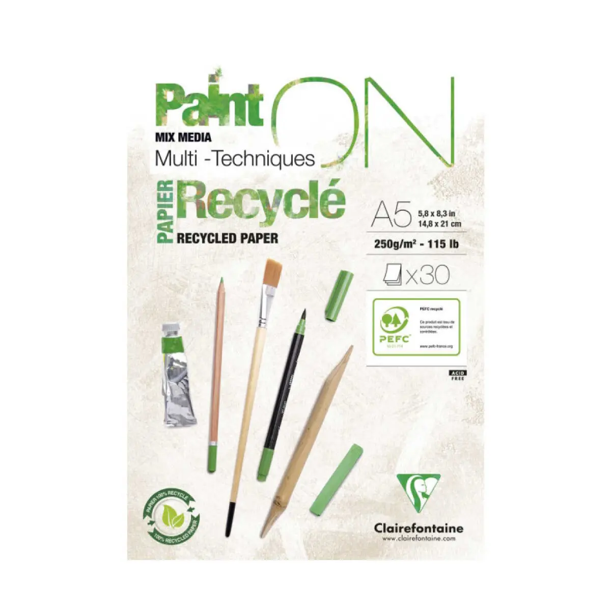 Recyklovaný mixed media blok PaintON A5 250g