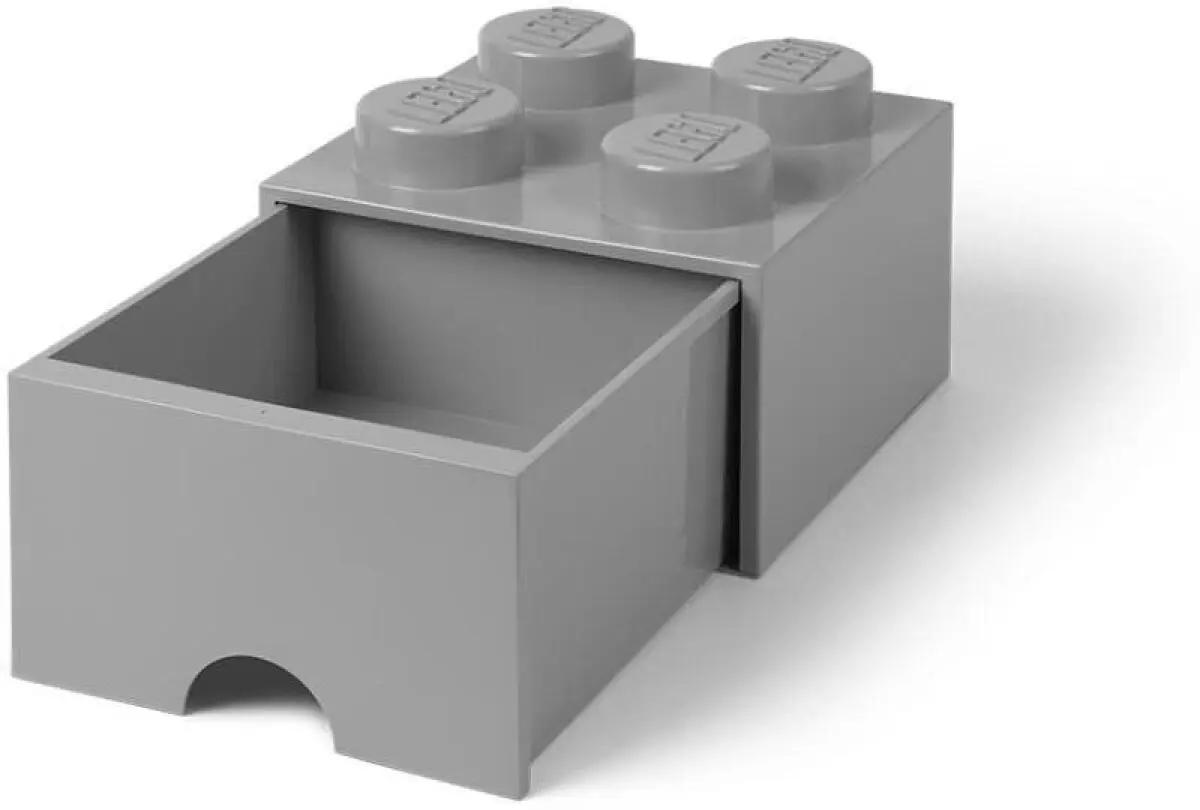 LEGO úložný box 4 s šuplíkem - šedá
