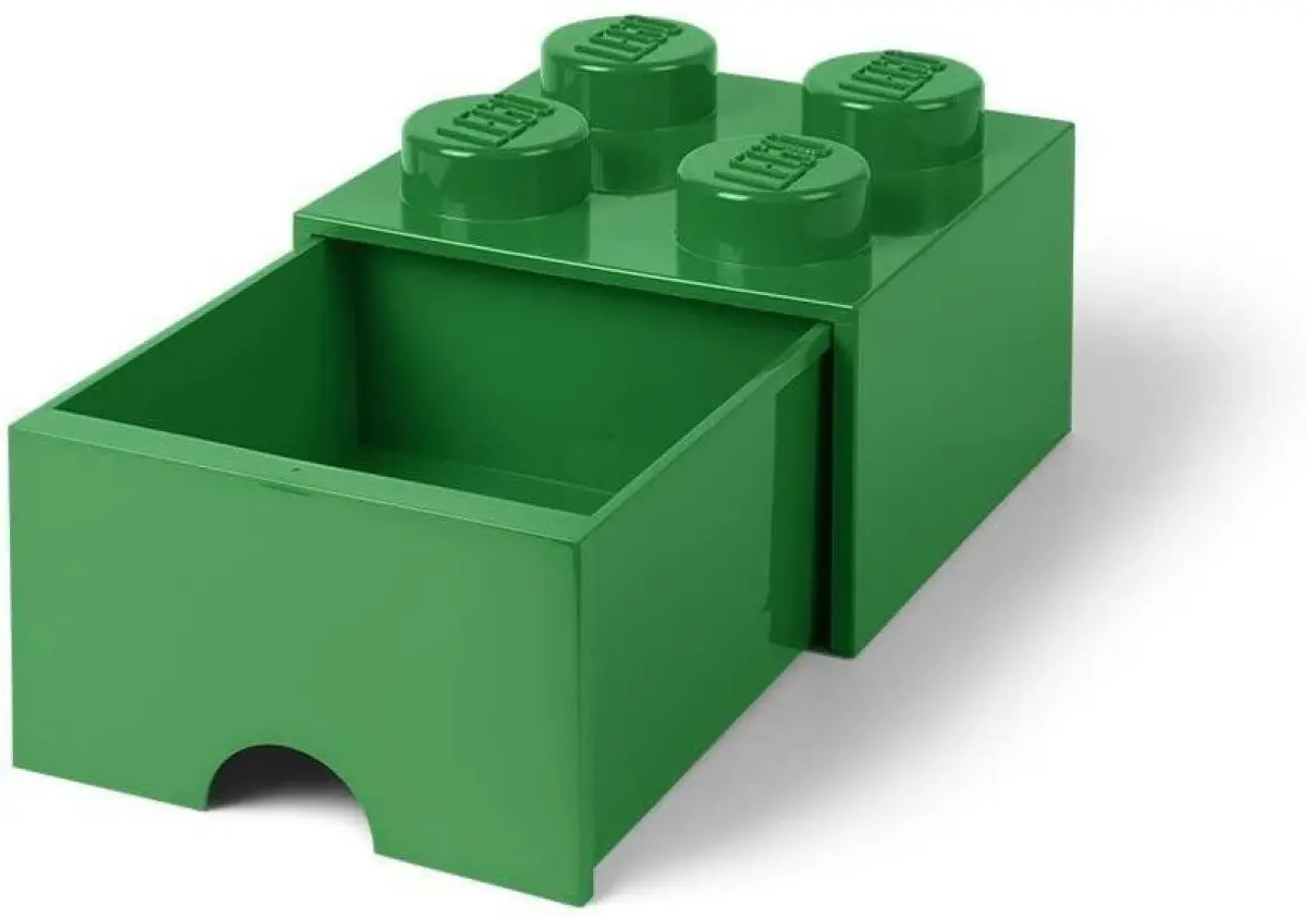 LEGO úložný box 4 s šuplíkem - tmavě zelená