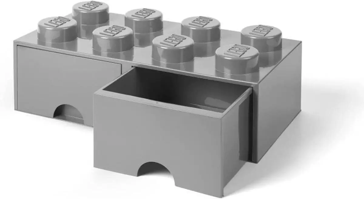 LEGO úložný box 8 s šuplíky - šedá