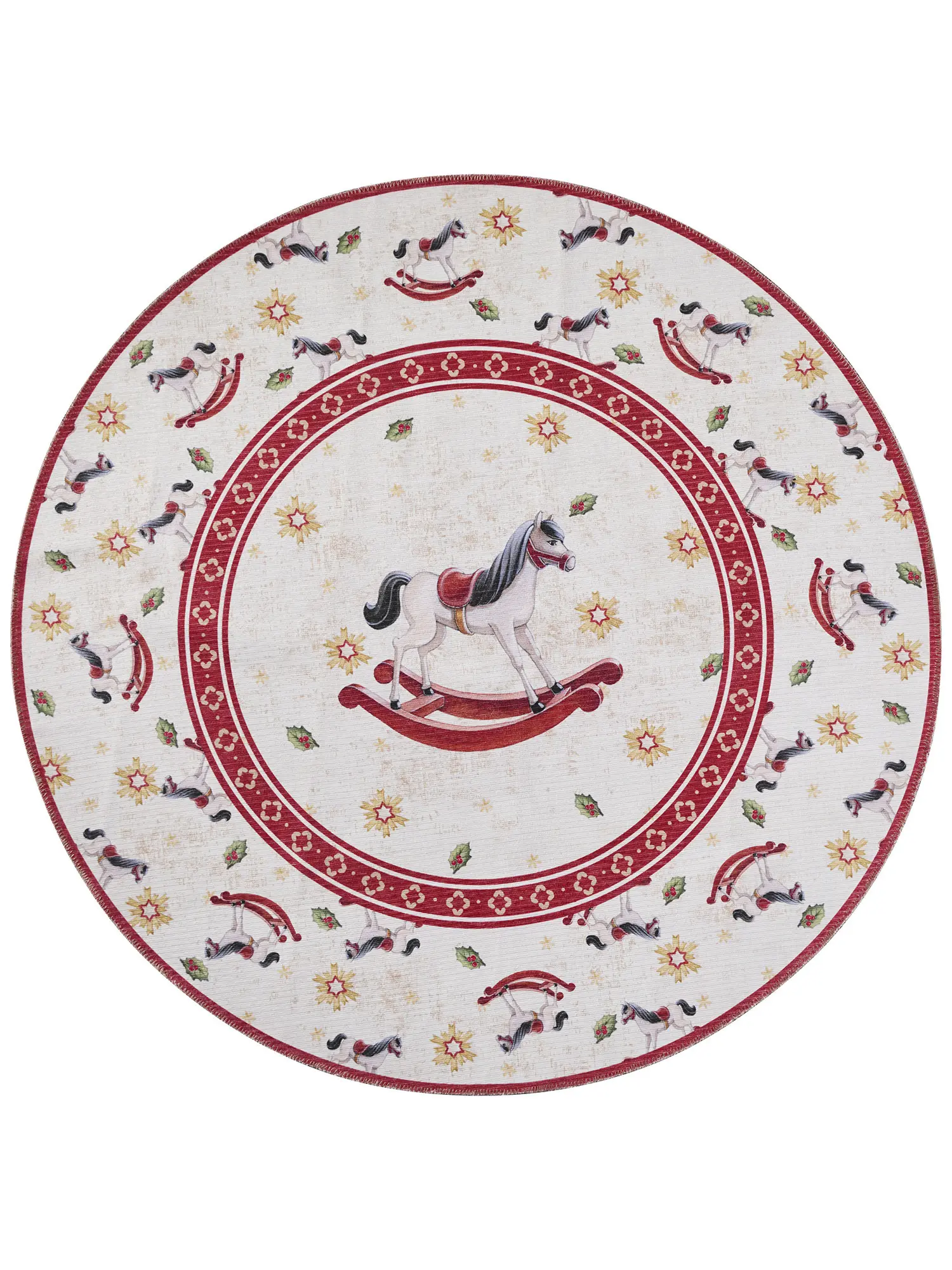 Kruhový kusový koberec Villeroy & Boch Toy´s Delight Limited Edition 106275 Cream Red Ø 160 cm