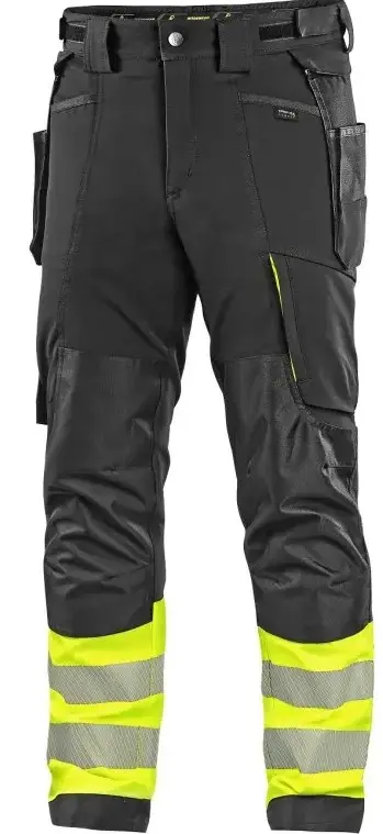 CXS NAOS HV kalhoty do pasu pánské černá žlutá Hi-Vis reflexní pruhy
