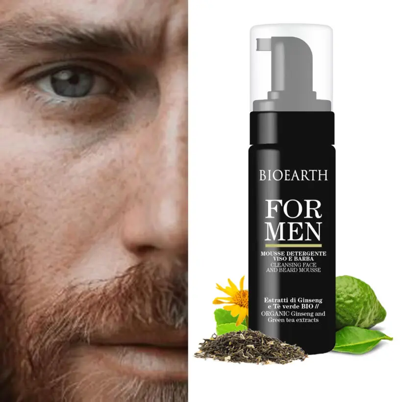 BIOEARTH Čistící pěna na obličej a vousy pro muže 150ml