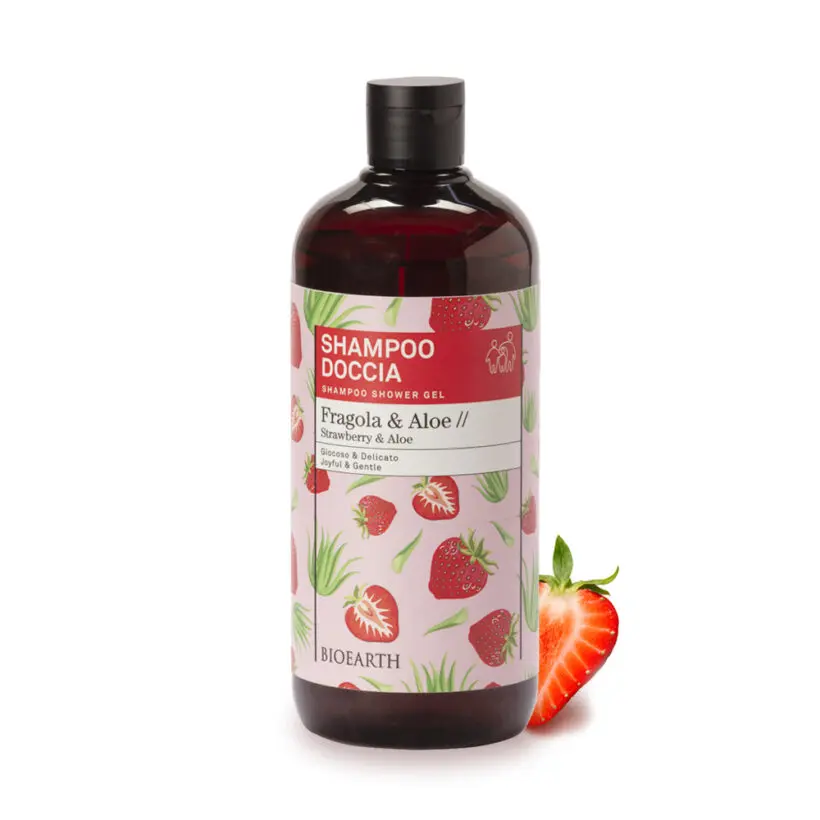 BIOEARTH Sprchový gel & šampon: jahoda & aloe vera 500ml