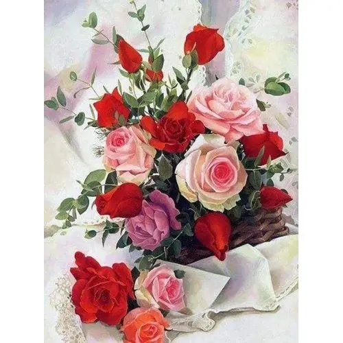 Figured ART Diamantové malování - RŮŽE JSOU KRÁSNÉ KVĚTINY na rámu 40 x 50 cm