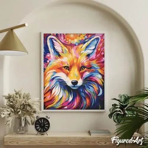 Figured ART Malování podle čísel - BAREVNÁ LIŠKA na rámu 40 x 50 cm