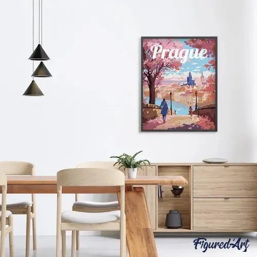 Figured ART Malování podle čísel - VINTAGE ROZKVETLÁ PRAHA na rámu 40 x 50 cm